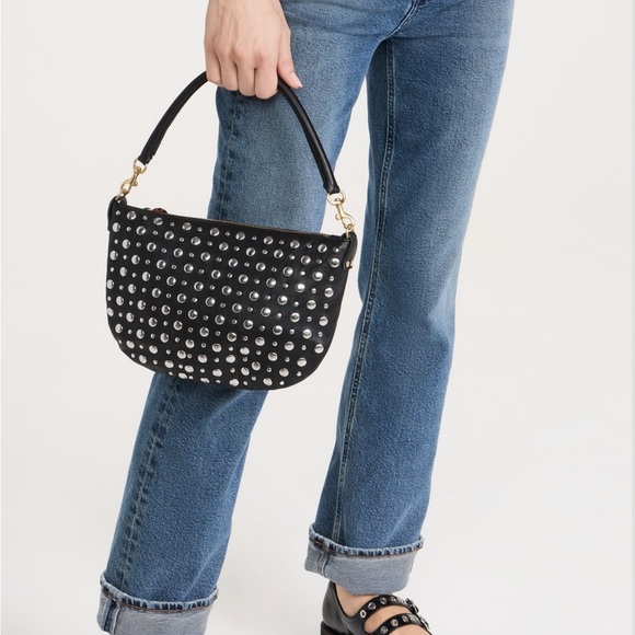 Clare V Petit Moyen Black W/ Silver Studs NWT RARE - Picture 9 of 17